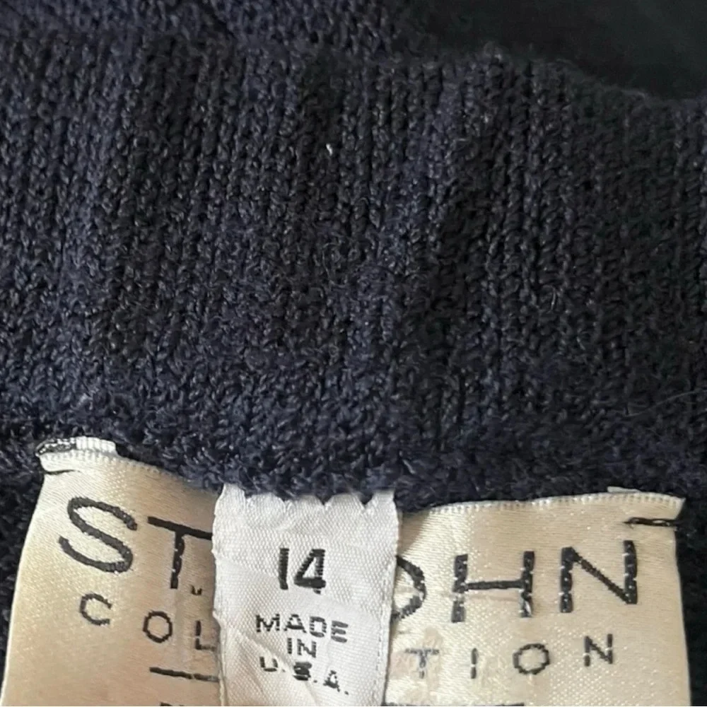 ST. JOHN COLLECTION BY MARIE GRAY Women's Navy Knit Wide Leg Pants Size 14 | EUC - Picture 5 of 10